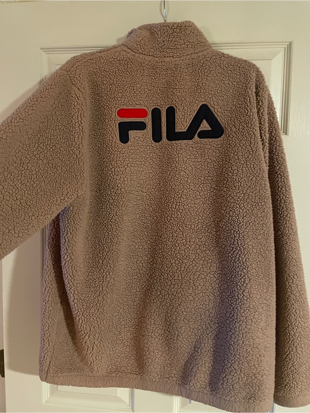 Fila Women's taupe/light pink Teddy Sherpa Zip Jacket